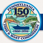 The Pennsylvania Fish and Boat Commission's special logo to mark its 150th anniversary.