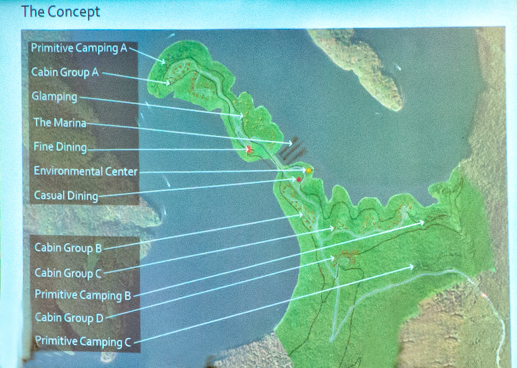 This map shows the developer’s plan to transform a native forest with rare habitats into a resort and marina.