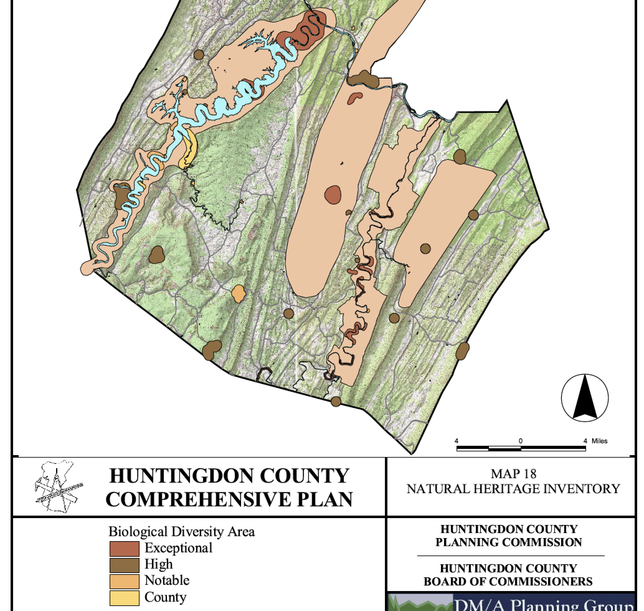 Map of the Lake Raystown area from the Huntingdon County Natural Heritage Inventory