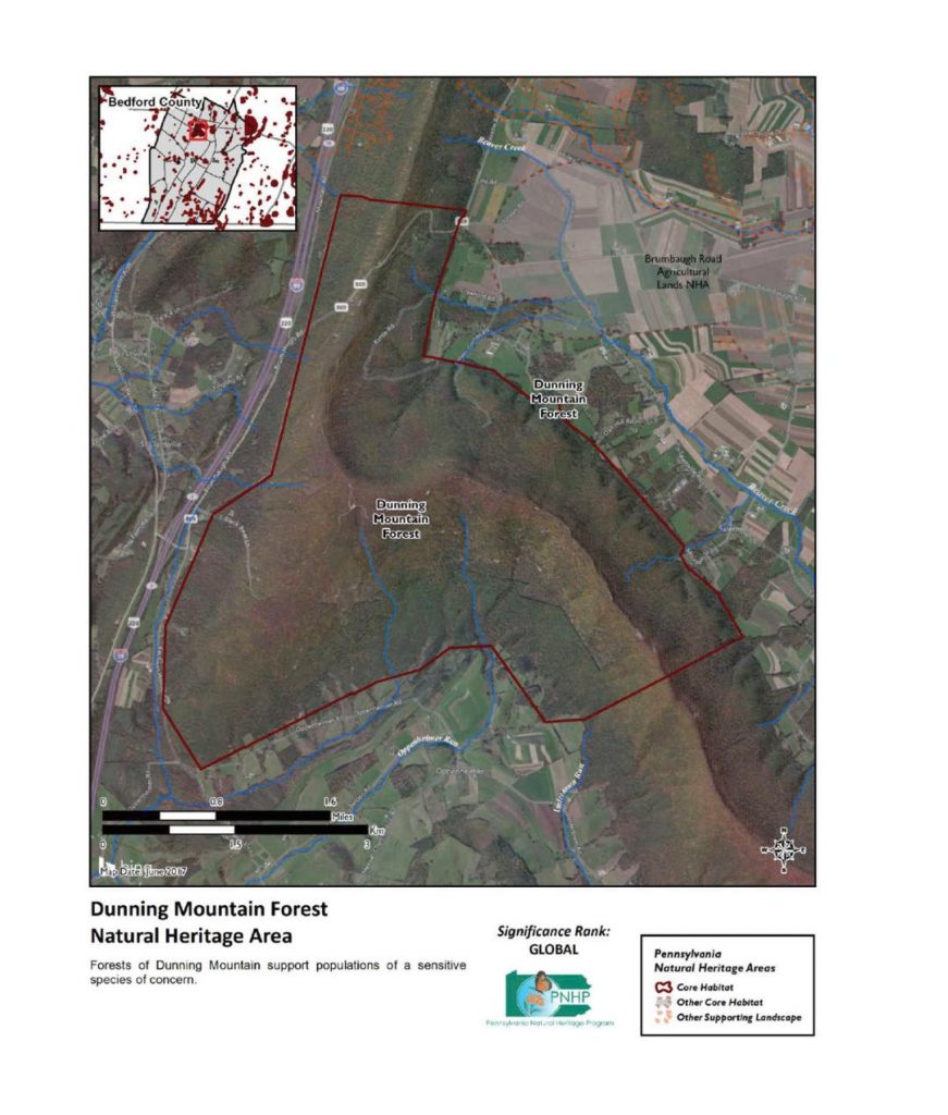 map of Dunning Mountain Forest Natural Heritage Area