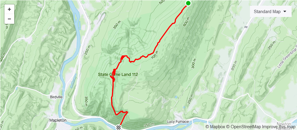 map of the hiking route